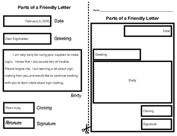Preview of Parts of a Friendly Letter