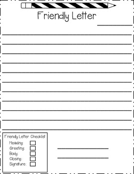 Parts Of A Friendly Letter Template And Checklist By Allison Jones