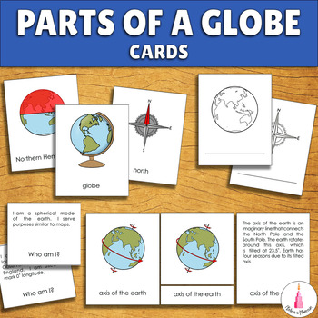 Preview of Parts of a Globe Geography Montessori 4-part Cards