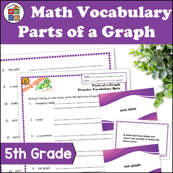 Preview of Parts of a Graph | 5th Grade Math Vocabulary Study Guide Materials and Quizzes