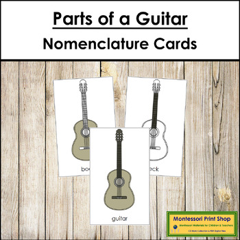 Preview of Parts of a Guitar 3-Part Cards - Montessori Nomenclature