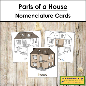 Preview of Parts of a House 3-Part Cards - Montessori Nomenclature