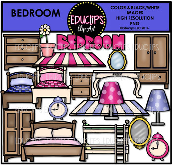 Preview of Parts of a House~Bedroom Clip Art Bundle {Educlips Clipart)