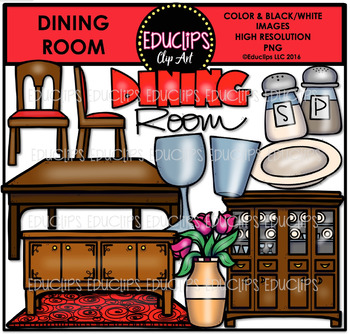 Preview of Parts of a House~Dining Room Clip Art Bundle {Educlips Clipart}