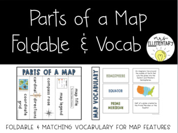 Preview of #SpringDeals24 Parts of a Map Foldable and Vocabulary Activity