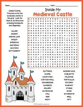 Medieval Word Search Printable
