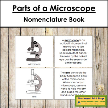 Preview of Parts of a Microscope Book - Montessori Nomenclature