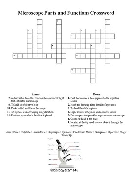 Parts of a Microscope Crossword and Word Search Activity by Biologyexams4u