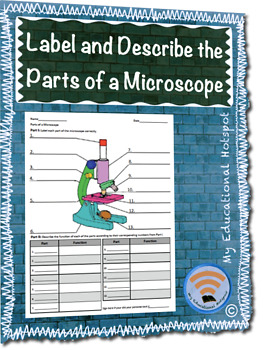 Preview of Parts of a Microscope - Label and Describe Worksheet Activity