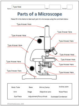 Preview of Parts of a Microscope Labeling Worksheet for Google Slides - Science