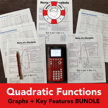 Preview of Parts of a Parabola/Exploring Quadratics BUNDLE: Guided Notes/Practice Exercises