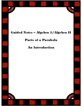 Preview of Parts of a Parabola - Guided Notes (An Introduction - Part 1)