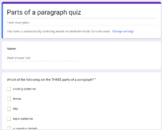 Parts of a Paragraph Google Quiz
