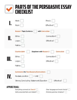 checklist for persuasive essay