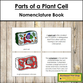 Preview of Parts of a Plant Cell Book (red highlights) - Montessori Nomenclature