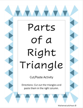 Preview of Parts of a Right Triangle Cut and Paste Activity