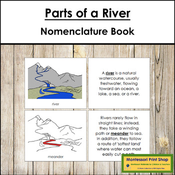 Preview of Parts of a River Book (red highlights) - Montessori Nomenclature