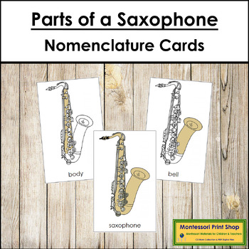 Preview of Parts of a Saxophone 3-Part Cards - Montessori Nomenclature