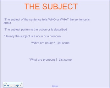 Preview of Parts of a Sentence