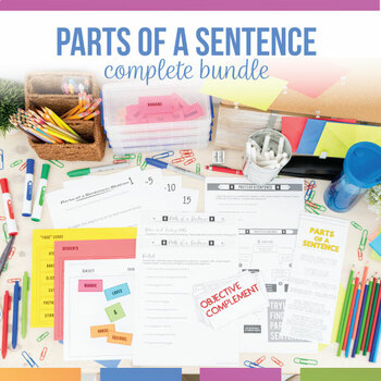 Preview of Parts of a Sentence Bundle Pretest, Powerpoint, Scaffolded Practice, and More