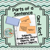 Parts of a Sentence Card Sort: Subject, Predicate, Direct,