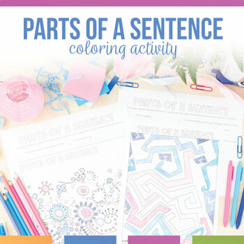Preview of Parts of a Sentence Coloring Sheets: Subjects, Verbs, Objects, Predicates