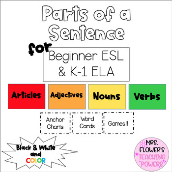 Preview of Parts of a Sentence ESL/ELA Unit, for Beginners & K-1