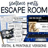 Parts of a Sentence Escape Room Review - Subject Predicate