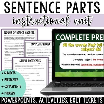 Preview of Parts of a Sentence Unit - Grammar Review for Middle School Language Arts