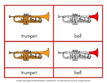 Preview of Montessori Parts of a Trumpet - 3 Part Cards