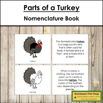 Preview of Parts of a Turkey Book - Montessori Nomenclature