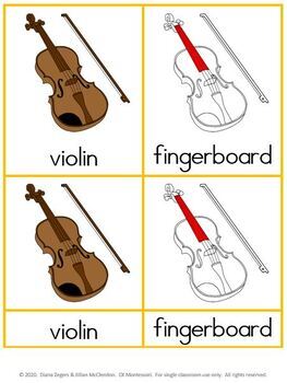 Preview of Montessori Parts of a Violin - 3 part cards