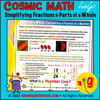 Preview of Parts of a Whole: Simplifying Fractions Review, Calculating Fractions of Numbers