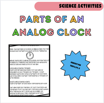 Preview of Parts of an Analog Clock (Journal Insert)