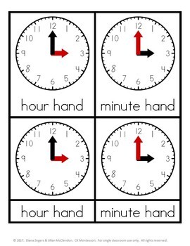 montessori parts of an analog clock 3 part cards by ck montessori