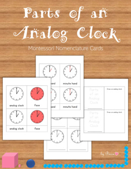 Preview of Parts of an Analog Clock Nomenclature Cards