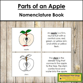 Preview of Parts of an Apple Book - Montessori Nomenclature