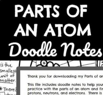 Preview of Parts of an Atom Doodle Notes FREEBIE
