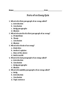 parts of an essay quiz