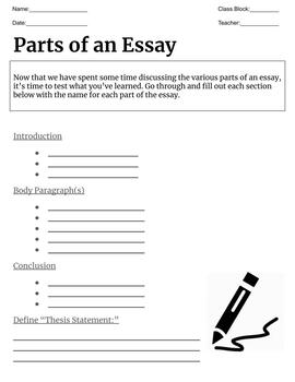 parts of an essay quiz