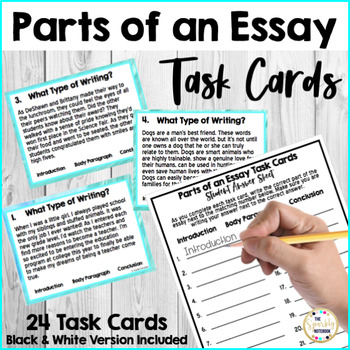 Preview of Parts of an Essay Task Cards: Introduction, Body Paragraph, and Conclusion