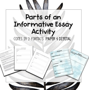 Preview of Parts of an Informative Essay Activity (Digital and Paper Version)