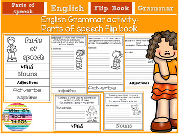 Parts of speech flip book, English Grammar, ESL EFL