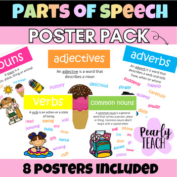 Preview of Parts of speech posters brights