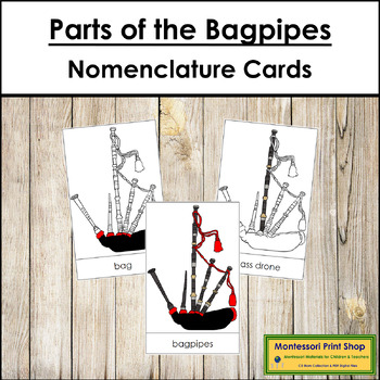 Preview of Parts of the Bagpipes 3-Part Cards - Montessori Nomenclature