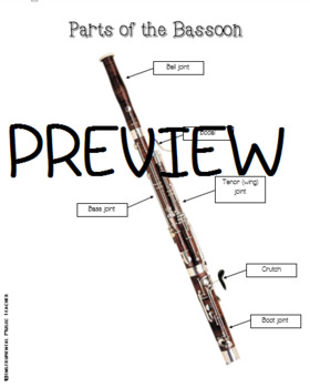 Preview of Parts of the Bassoon Diagram & Diagram to Label for Beginning Band