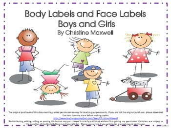 Preview of Parts of the Body and Face Posters and Worksheets