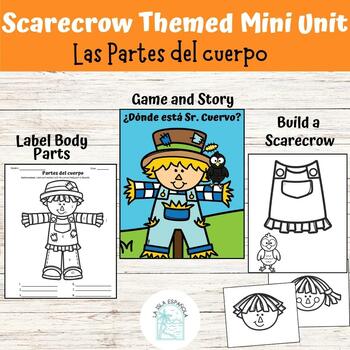 Preview of Parts of the Body in Spanish | Partes del cuerpo | Scarecrow Themed Mini Unit
