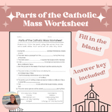 Parts of the Catholic Mass Fill in the Blank Worksheet