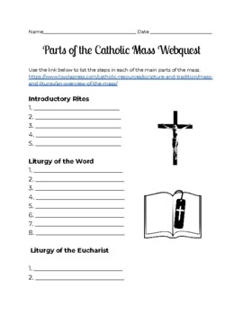 Preview of Parts of the Catholic Mass Webquest